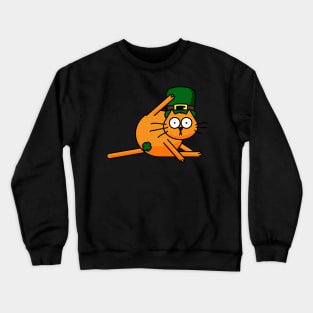 St Patricks Day Cat Leprechaun Shamrock Censor Crewneck Sweatshirt